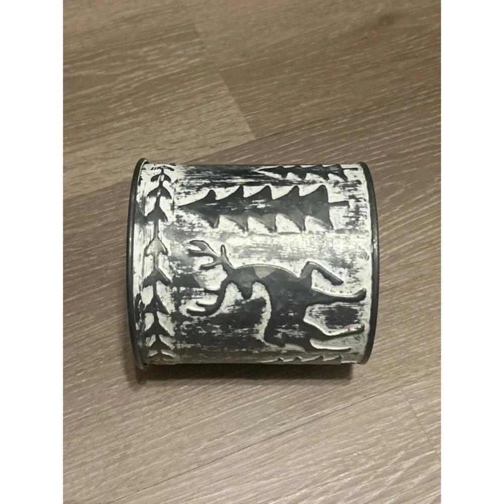Small Rustic Farmhouse Style Christmas Tin for Decorating